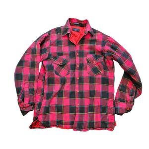 Vtg Van Heusen Quilt Lined Plaid Jacket Mens M Flannel Shacket Gorpcore Outdoors